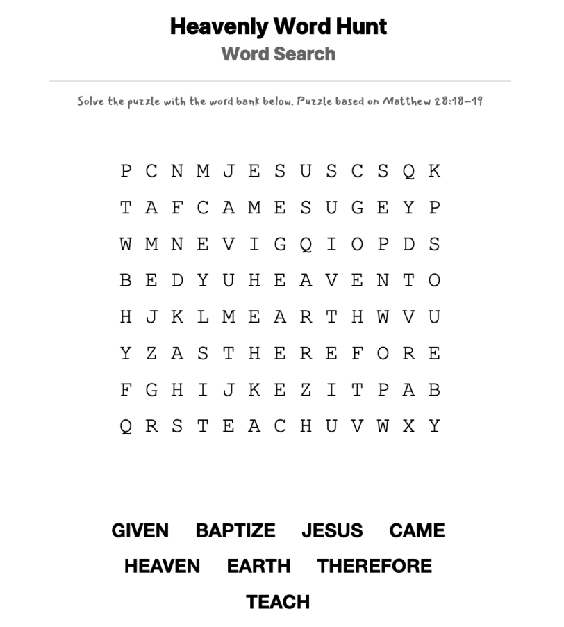 An Apple for Trinity word-search